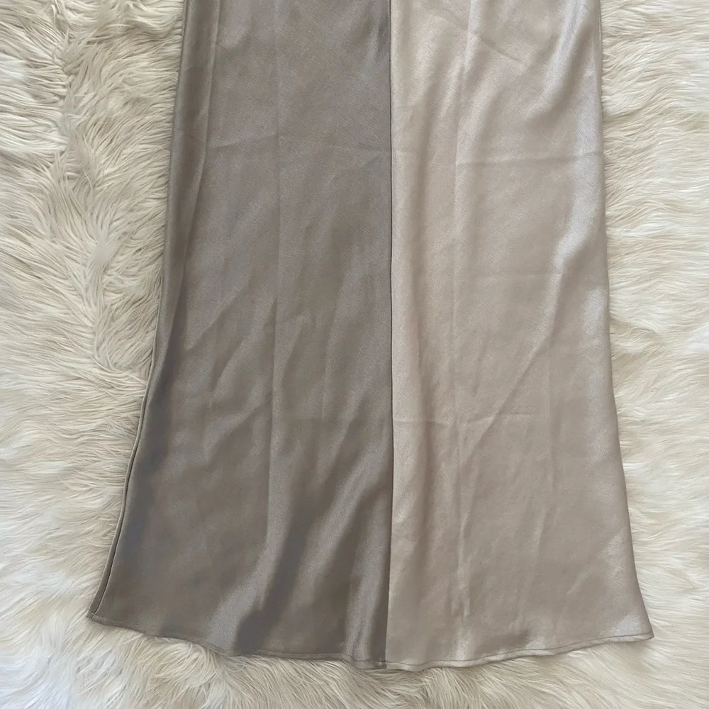 Bec + Bridge Stone Grey Satin Colorblock Felix V Cut Out Maxi Dress - Picture 10 of 14